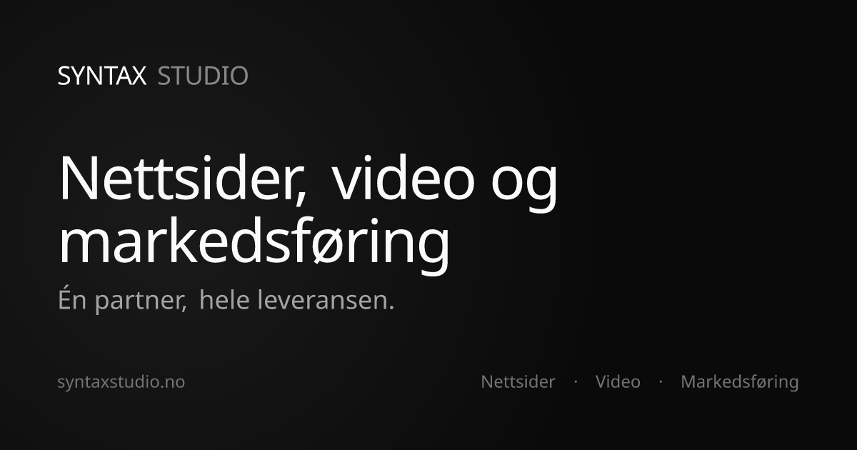 Syntax Studio – nettsider, video og markedsføring
